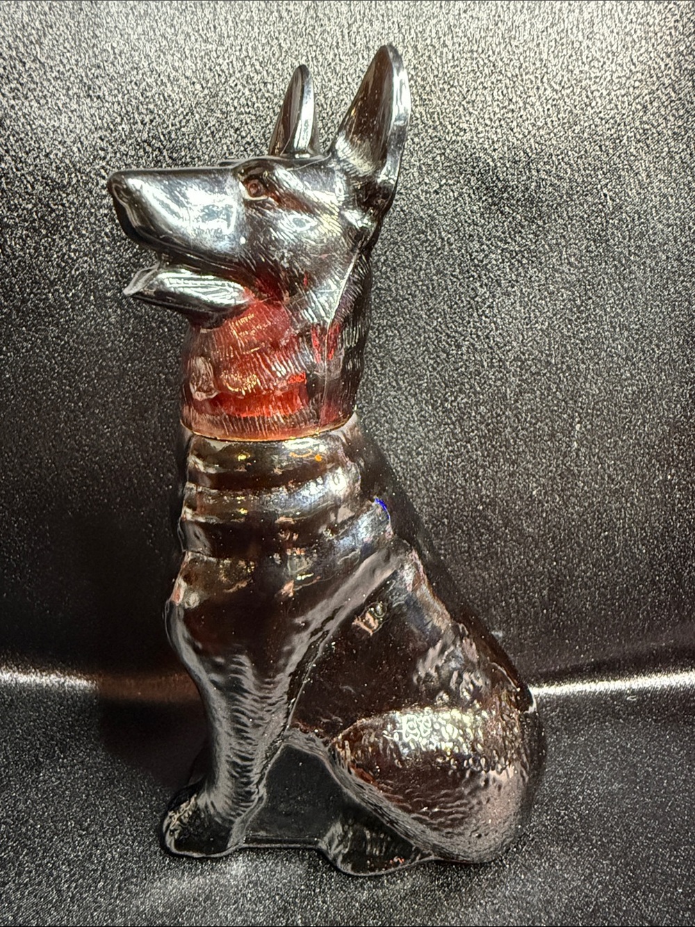 Avon Amber Glass Noble Prince German Shepard Decanter